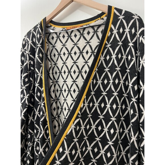 Belldini Women's Open Front Long Cardigan Black Cream Gold Yellow Size XL *READ* - Picture 2 of 12